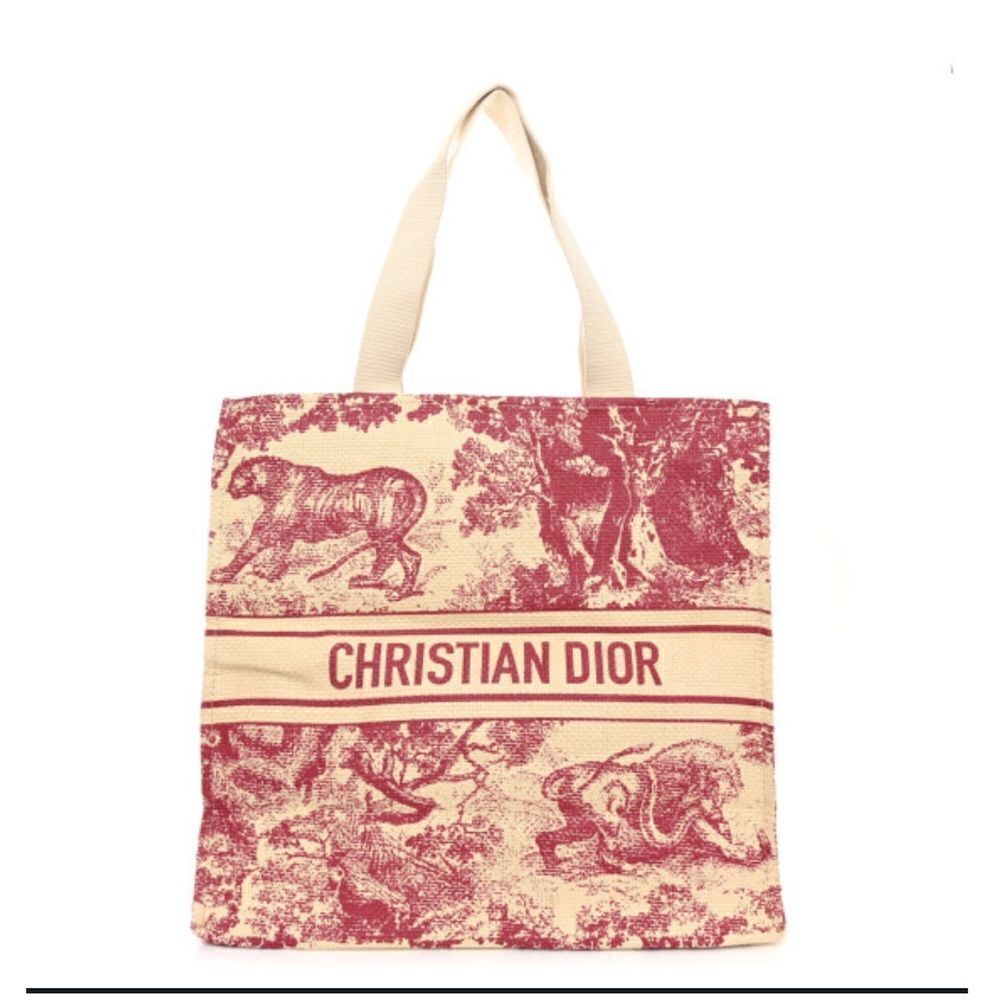 Christian Dior Straw Dioriviera Tote Red